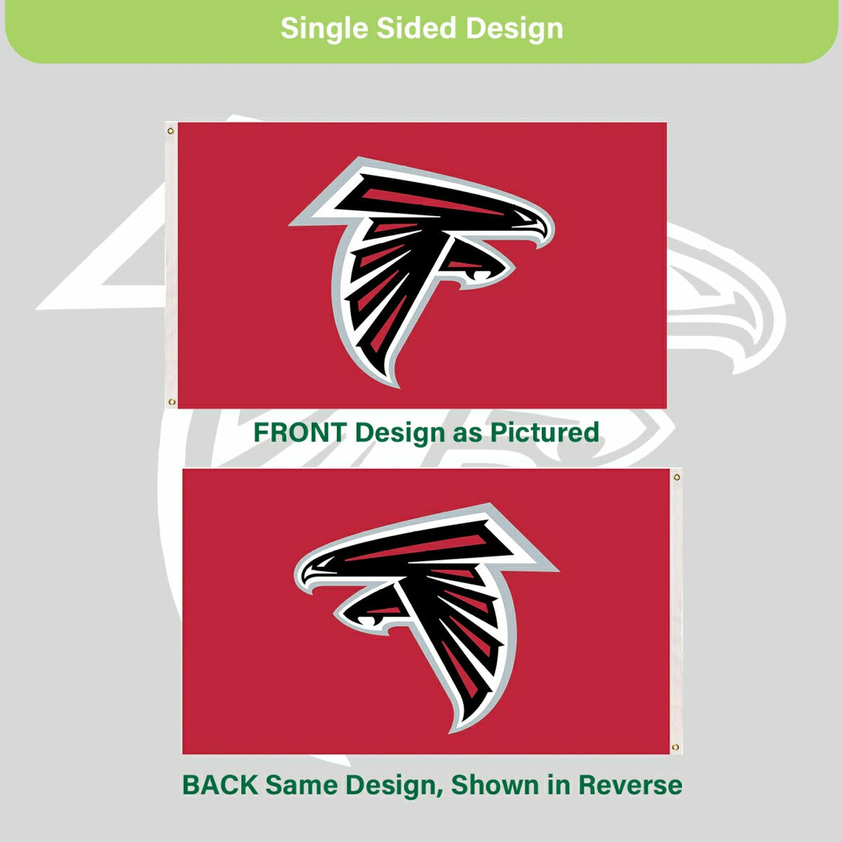 Atlanta Falcons Single Sided Flag w/ 2 Grommets, 3'x5'