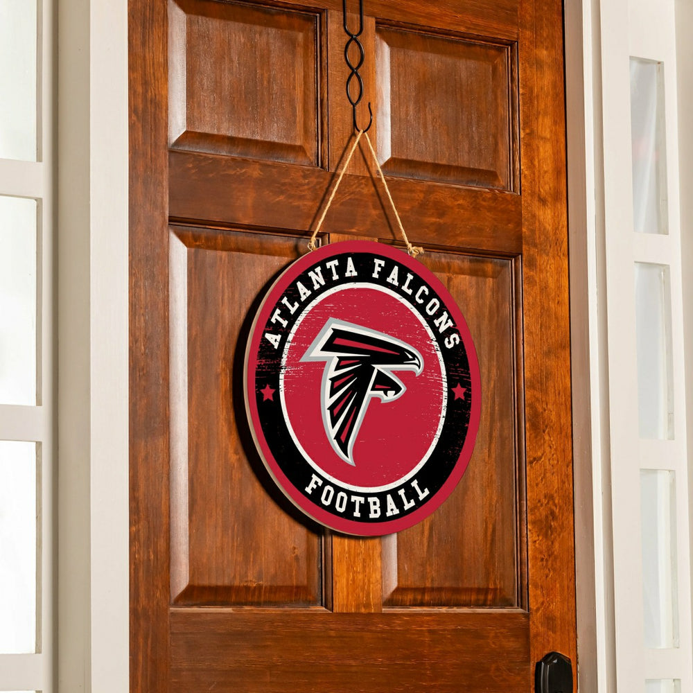 Atlanta Falcons Round Door Décor with Hanging Rope, 18x18