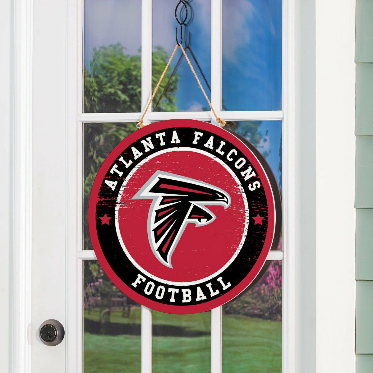 Atlanta Falcons Round Door Décor with Hanging Rope, 18x18