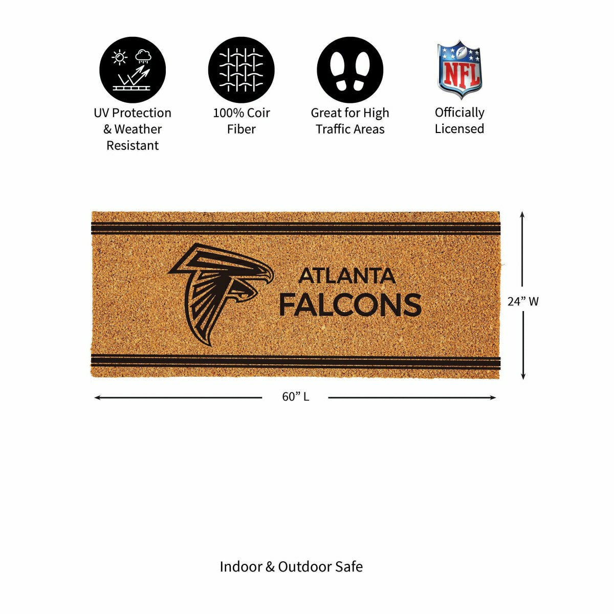 Atlanta Falcons Extra Large One Color Coir Mat, 60"x24"