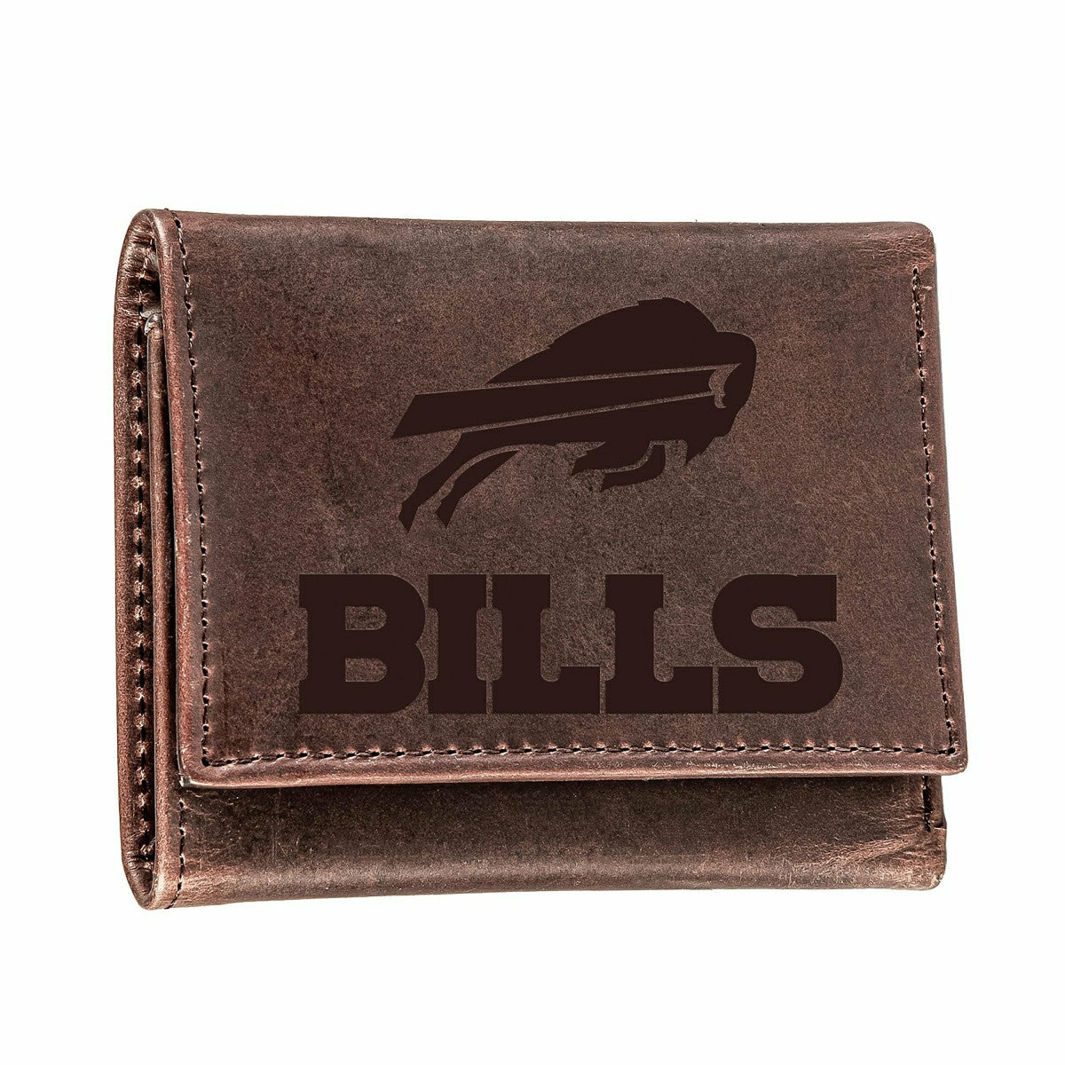 Buffalo Bills, Tri-Fold Wallet, Brown, CH, 100% Genuine Leather