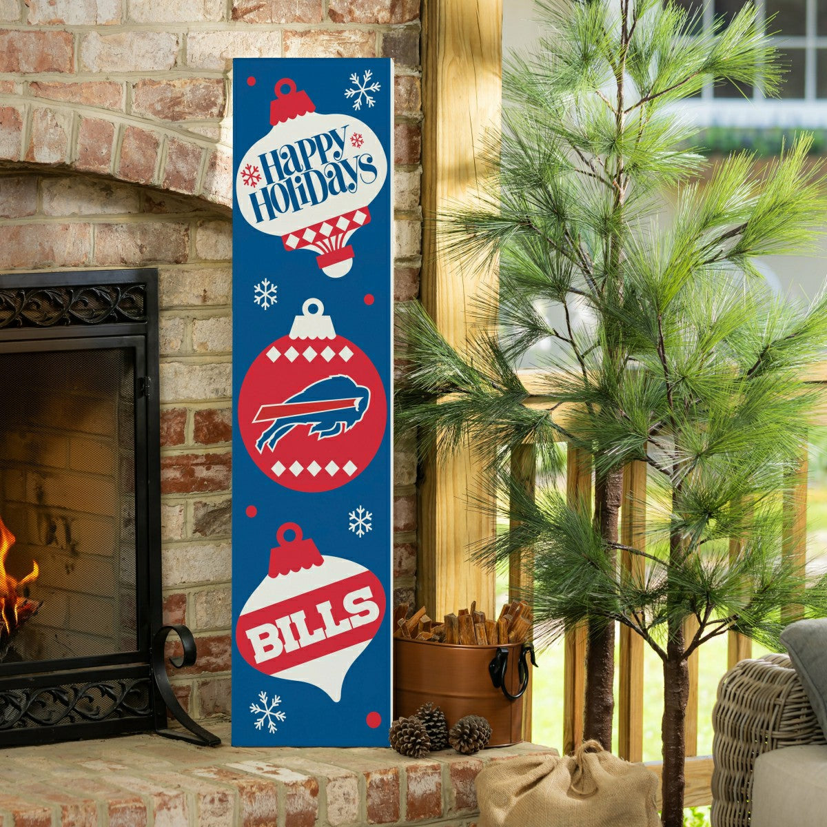 47" Double Sided Leaner, Buffalo Bills, Christmas