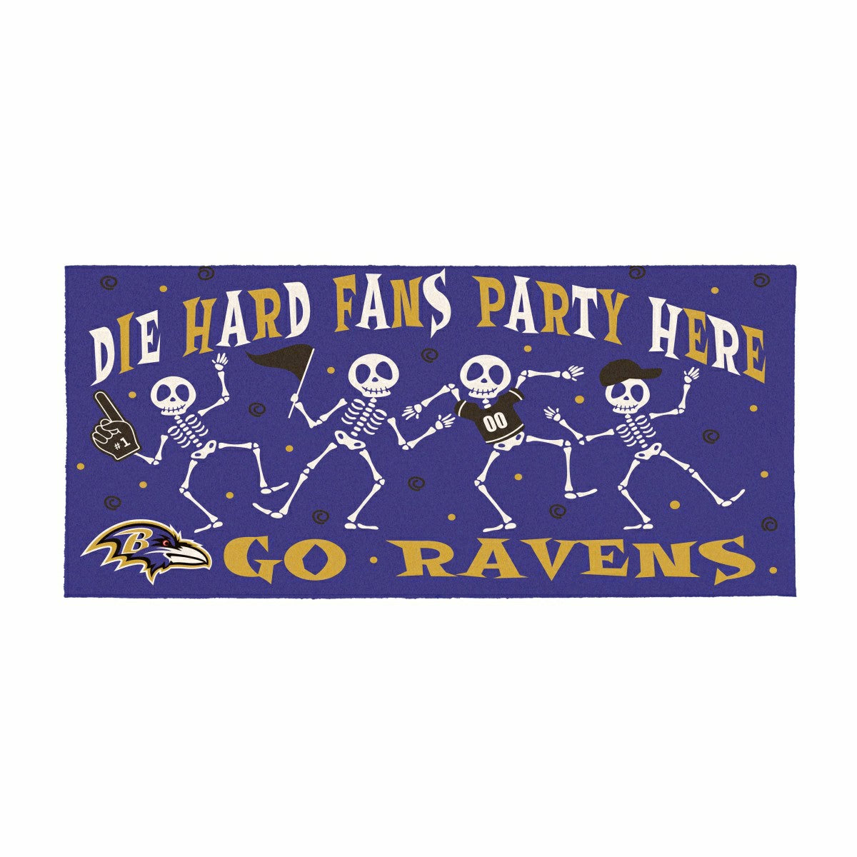 Baltimore Ravens Flocked Coir Halloween Sassafras Switch Mat, 22"x10"