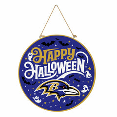 Baltimore Ravens Halloween Round Door Décor with Hanging Rope, 18x18