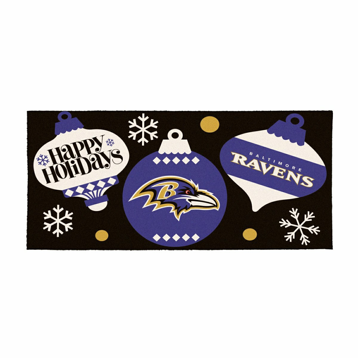 Baltimore Ravens Holiday Flocked Coir Sassafras Switch Mat, 22"x10"