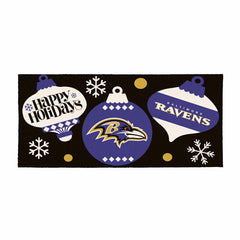 Baltimore Ravens Holiday Flocked Coir Sassafras Switch Mat, 22"x10"
