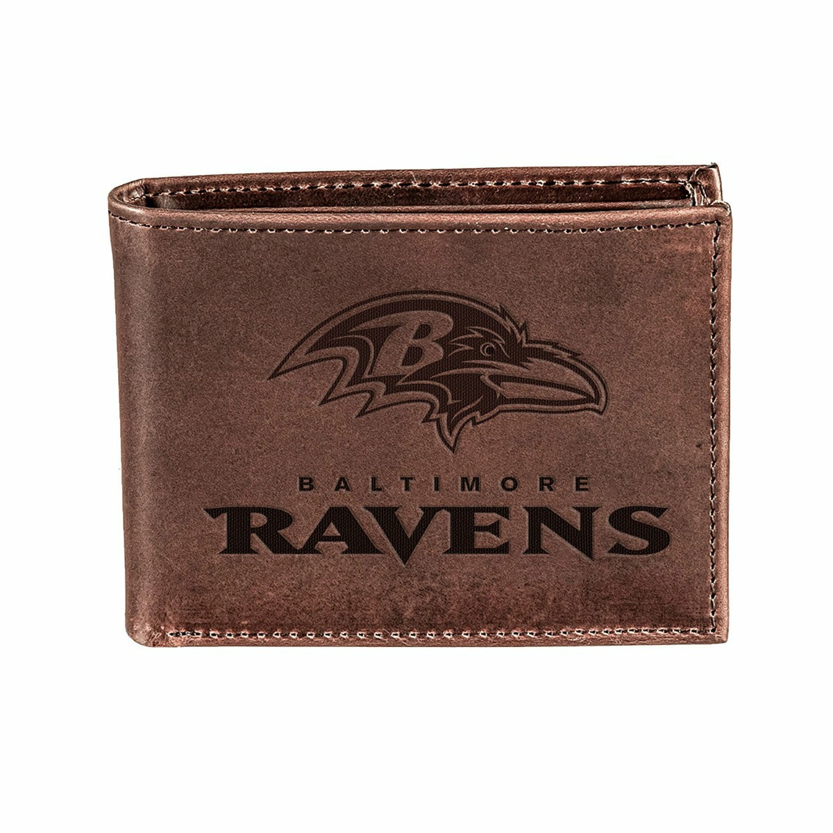 Baltimore Ravens, Bi-Fold Wallet, Brown, CH, 100% Genuine Leather
