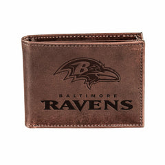 Baltimore Ravens, Bi-Fold Wallet, Brown, CH, 100% Genuine Leather