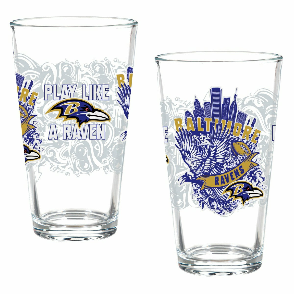 Baltimore Ravens 16oz Glass pint, Set of 2
