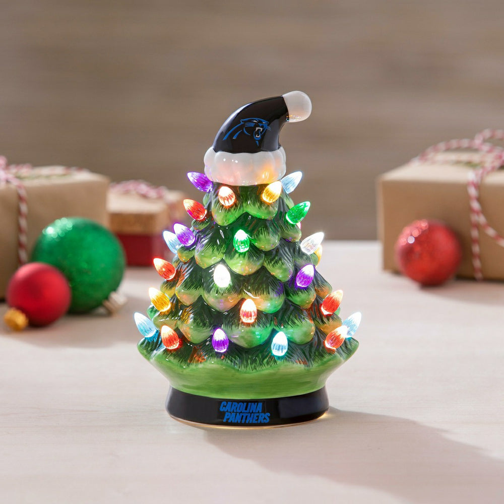 8" LED Ceramic Christmas Tree, Carolina Panthers