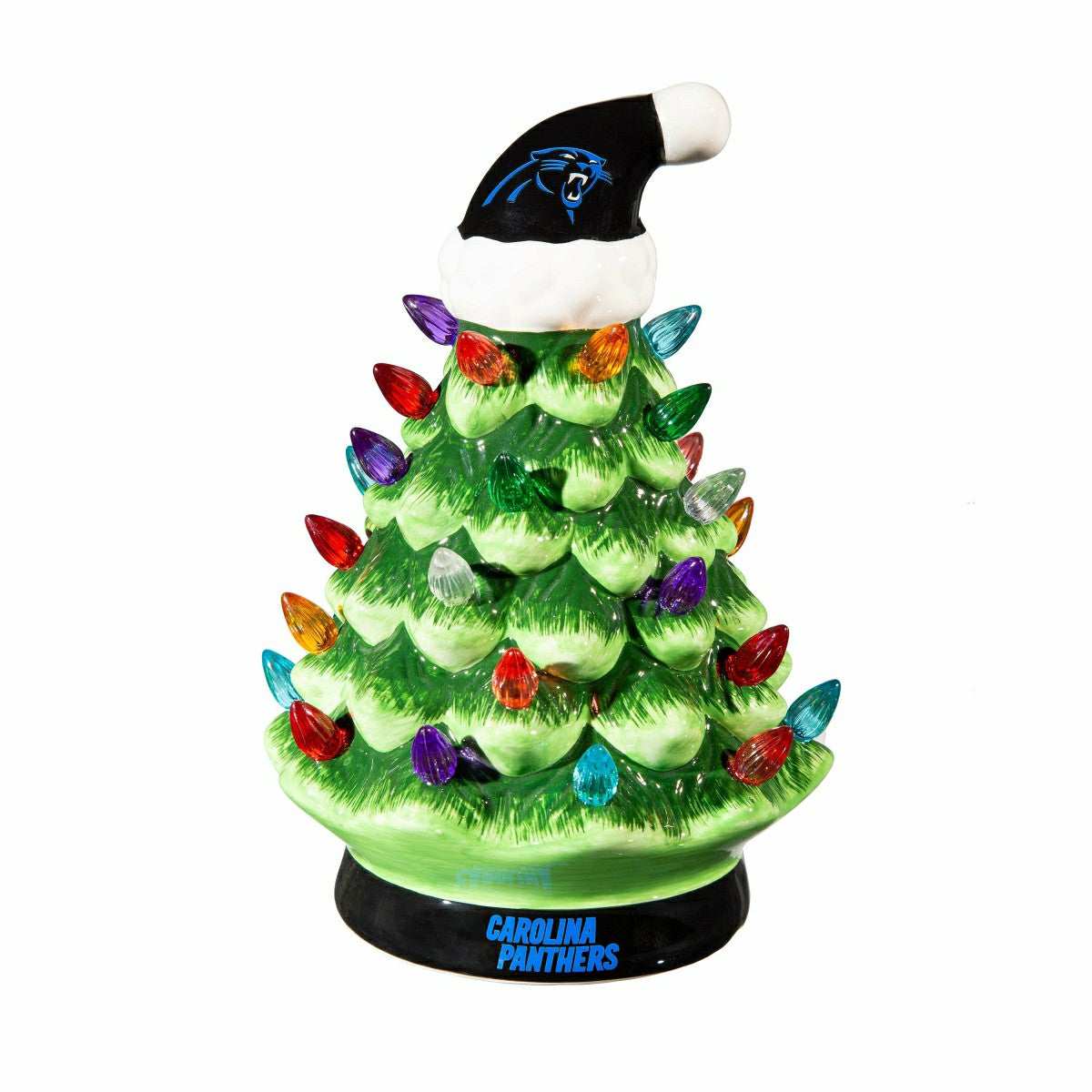 8" LED Ceramic Christmas Tree, Carolina Panthers