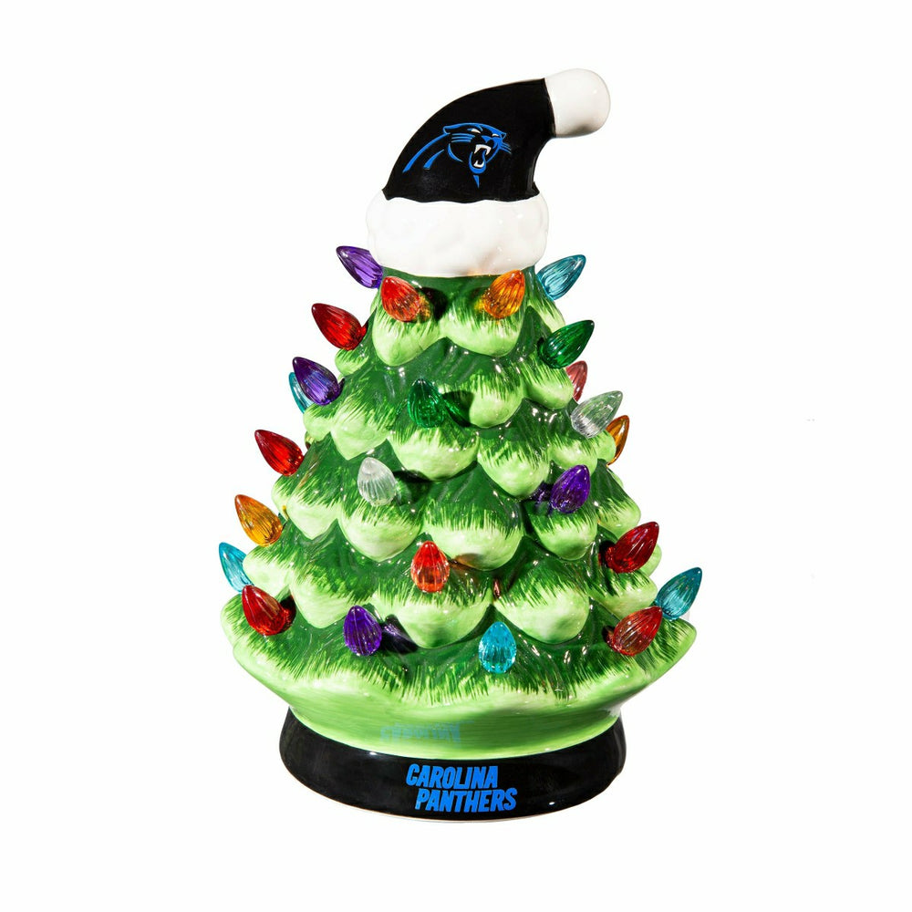 8" LED Ceramic Christmas Tree, Carolina Panthers
