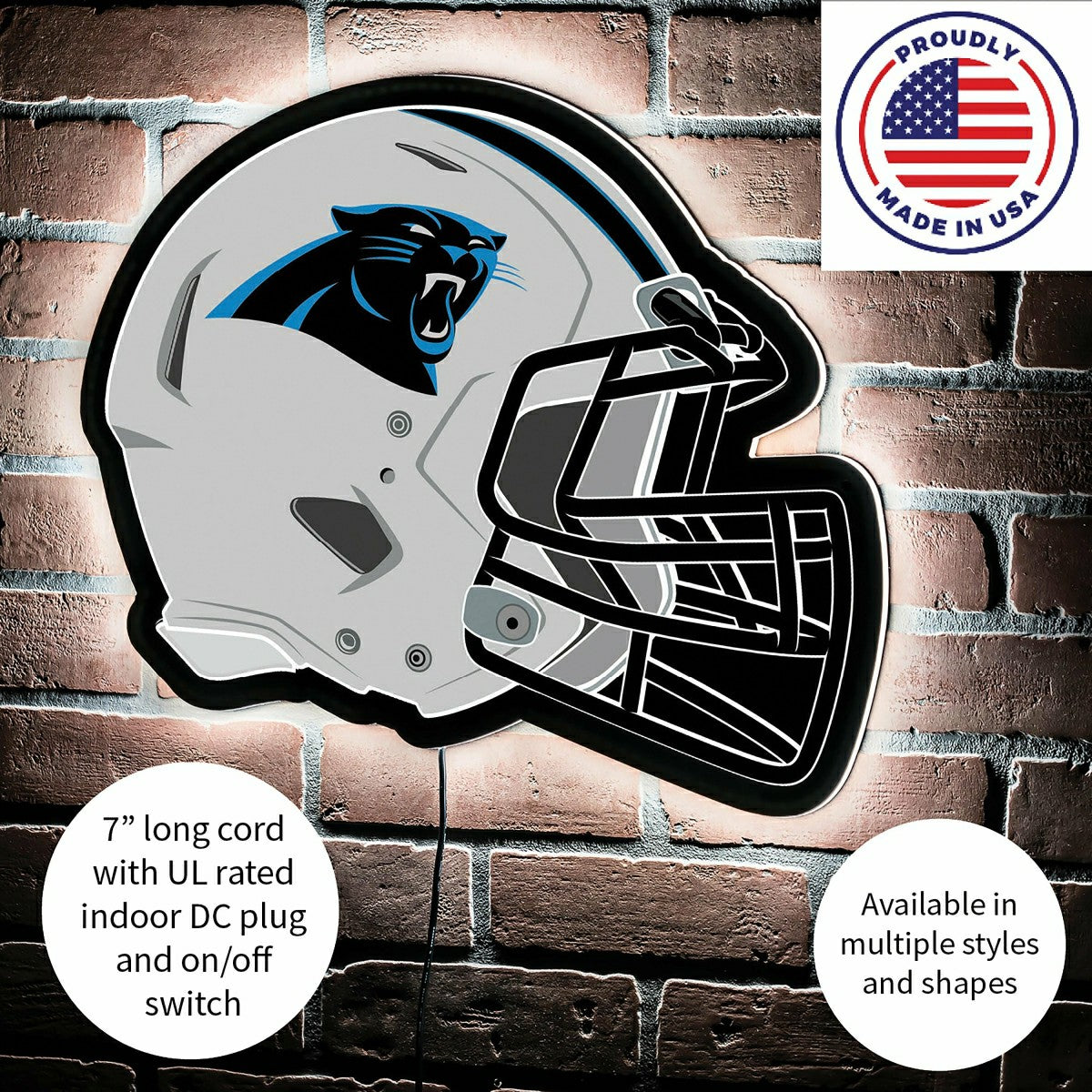 LED Wall Decor, Helmet, Carolina Panthers