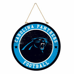Carolina Panthers Round Door Décor with Hanging Rope, 18x18