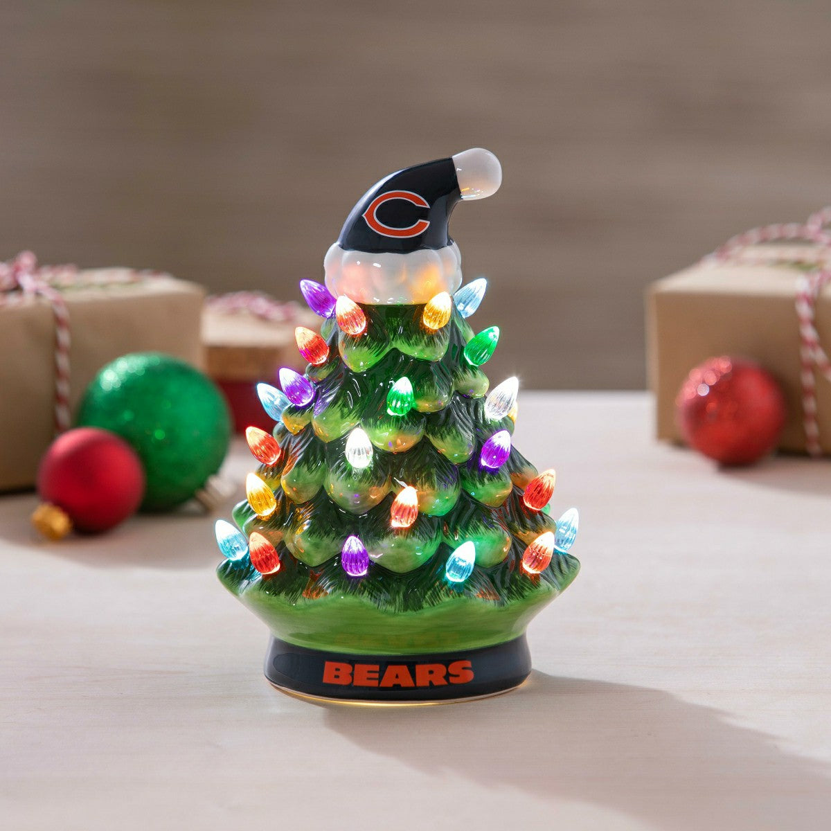 8" LED Ceramic Christmas Tree, Chicago Bears