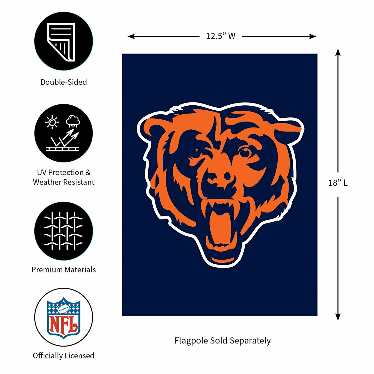 Chicago Bears Applique Garden Flag