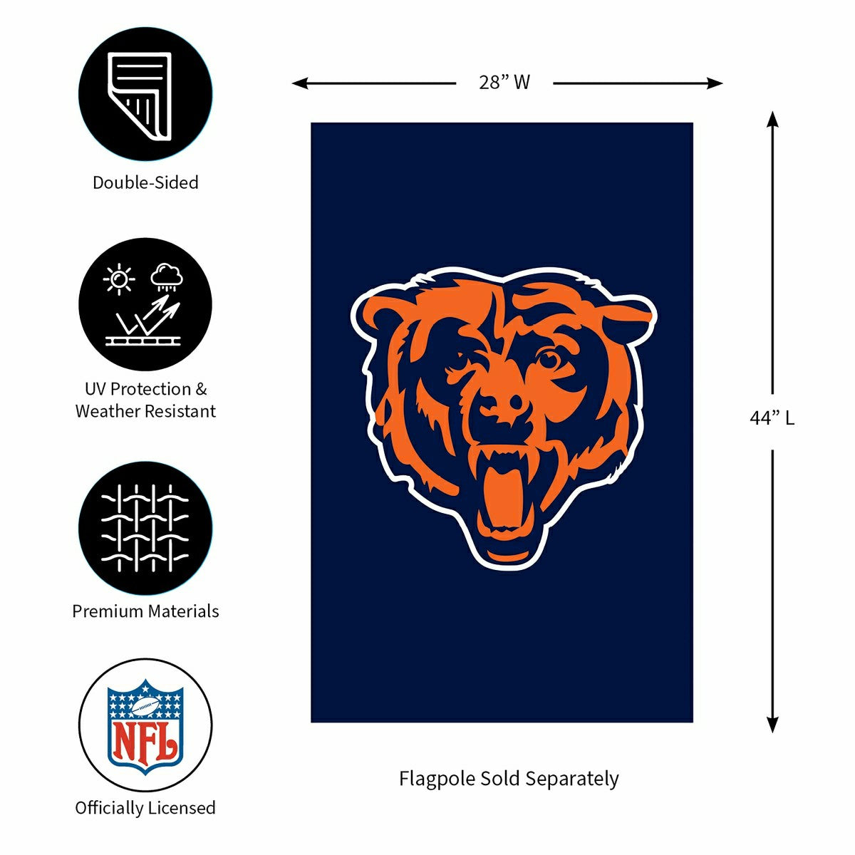 Chicago Bears Applique House Flag