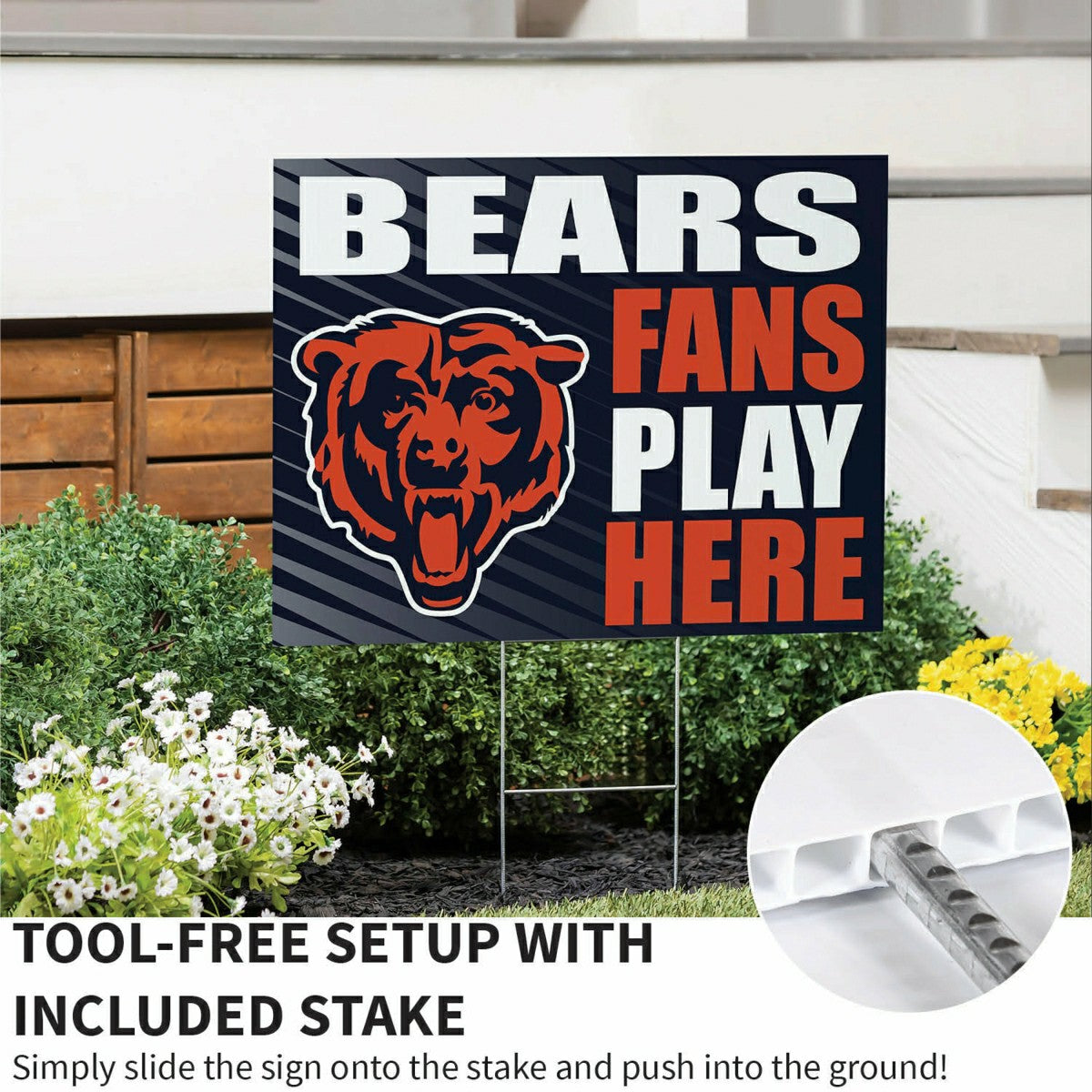 Chicago Bears Coroplast Yard Sign "Fans Play Here"