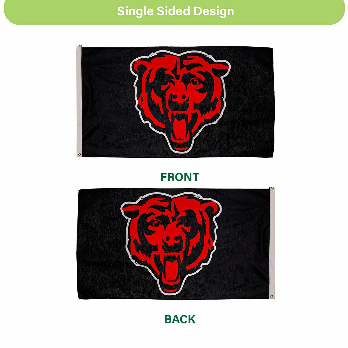 Chicago Bears Single Sided Estate Flag with 2 Grommets 3'x5'