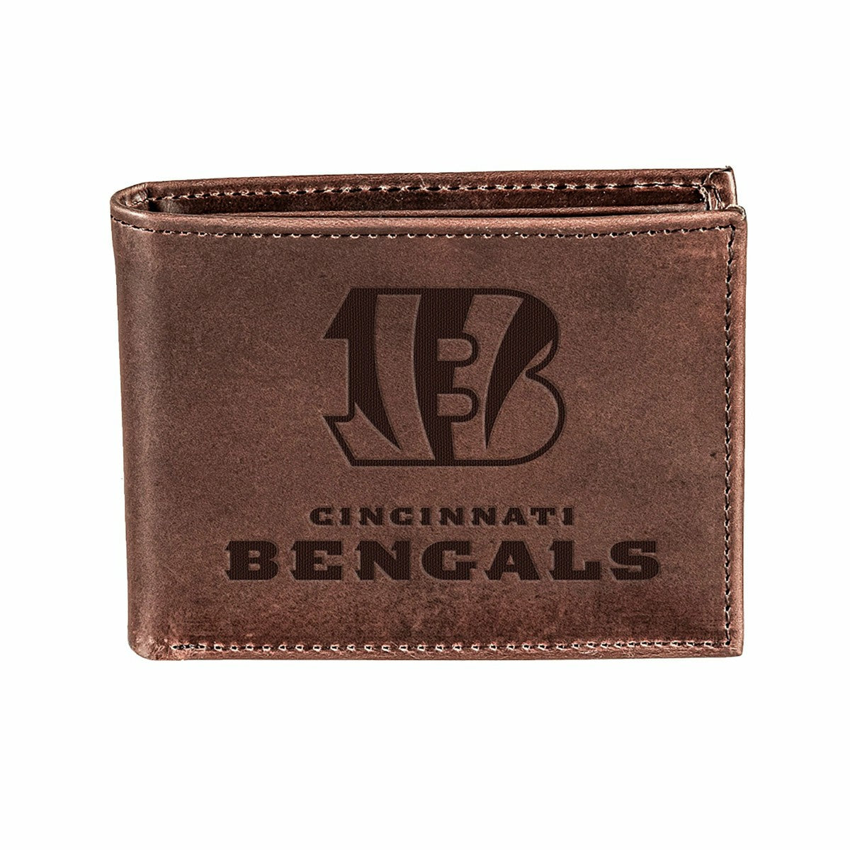 Cincinnati Bengals, Bi-Fold Wallet, Brown, CH, 100% Genuine Leather