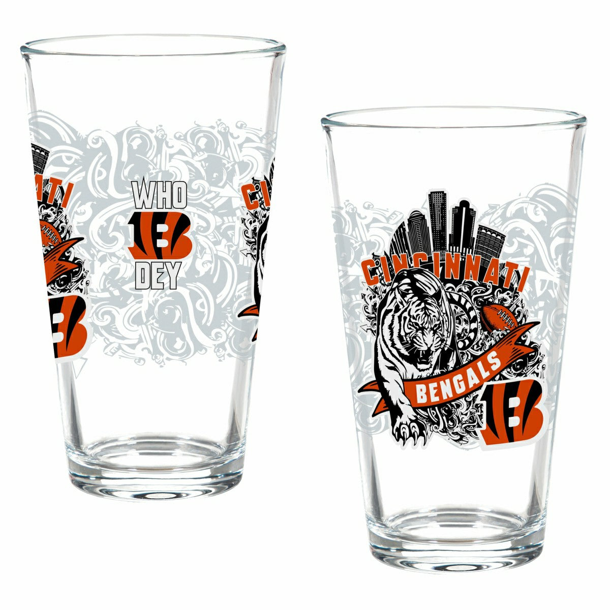 Cincinnati Bengals 16oz Glass pint, Set of 2