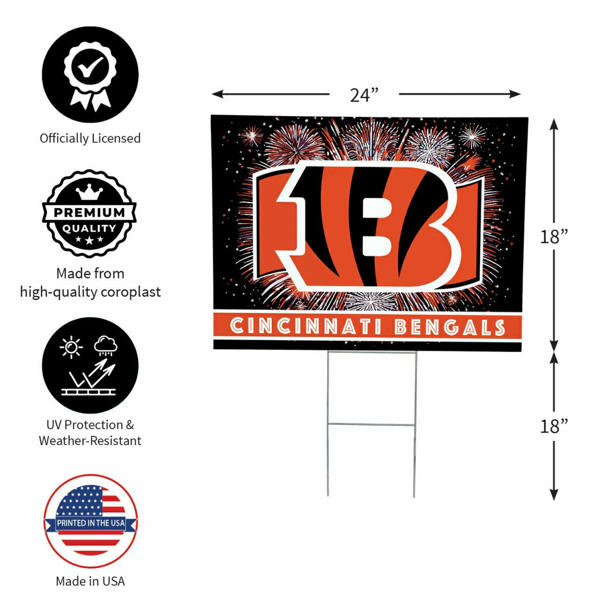 Cincinnati Bengals Yard Sign, Patriotic