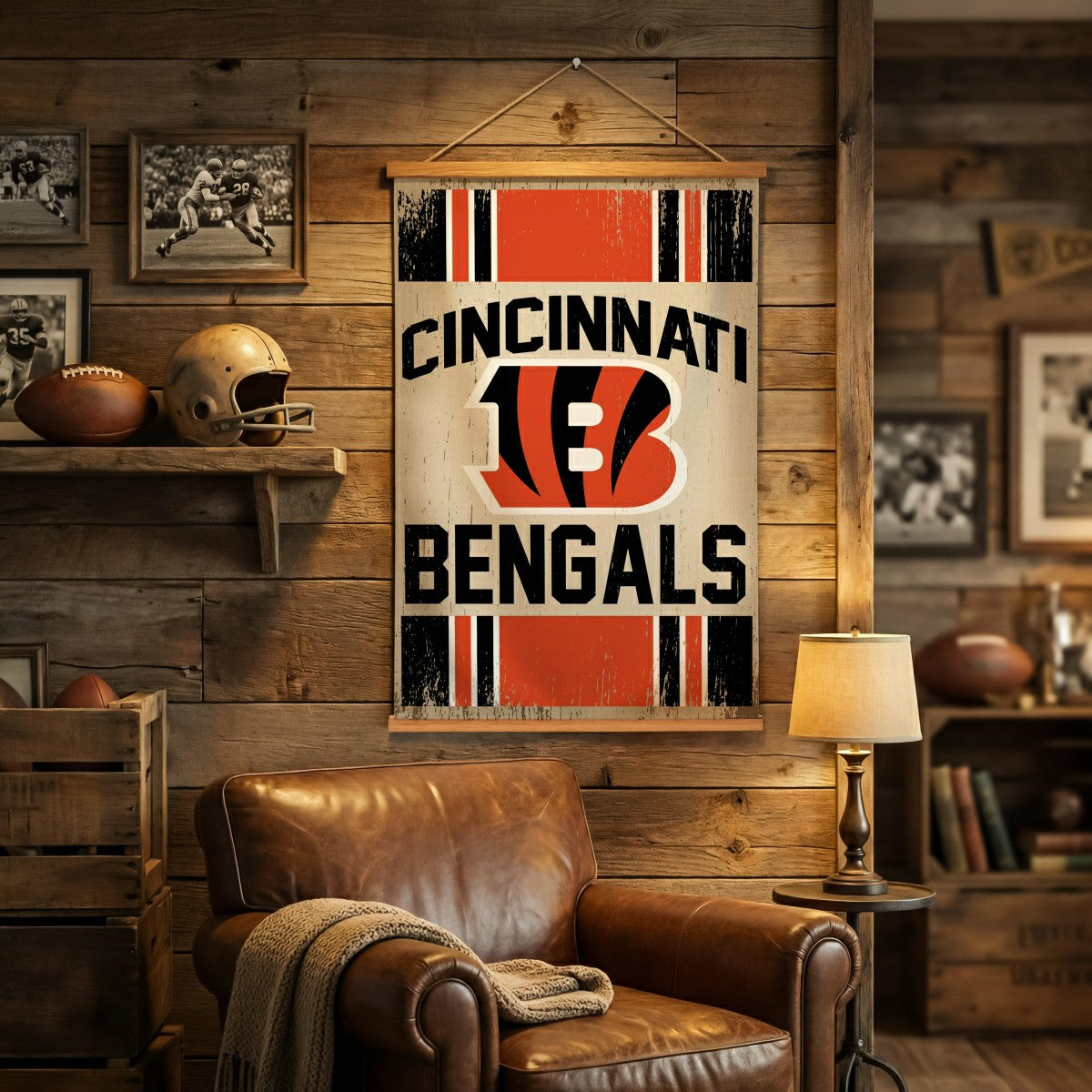 Cincinnati Bengals, Canvas Wall Tapestry, Medium, 36x24