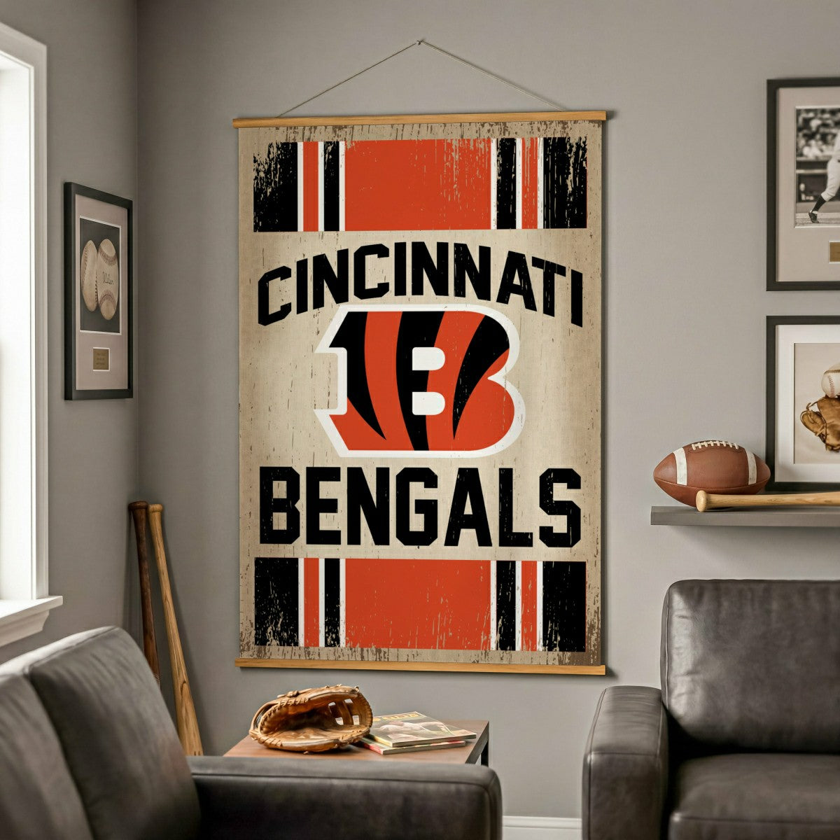 Cincinnati Bengals, Canvas Wall Tapestry, Large, 54x36