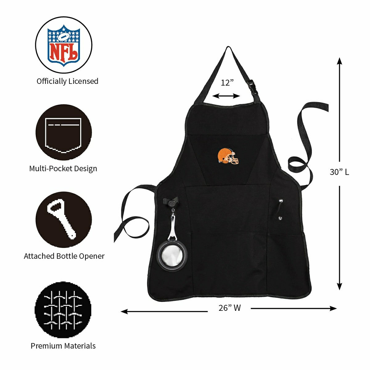 Grill Apron, Black, Cleveland Browns