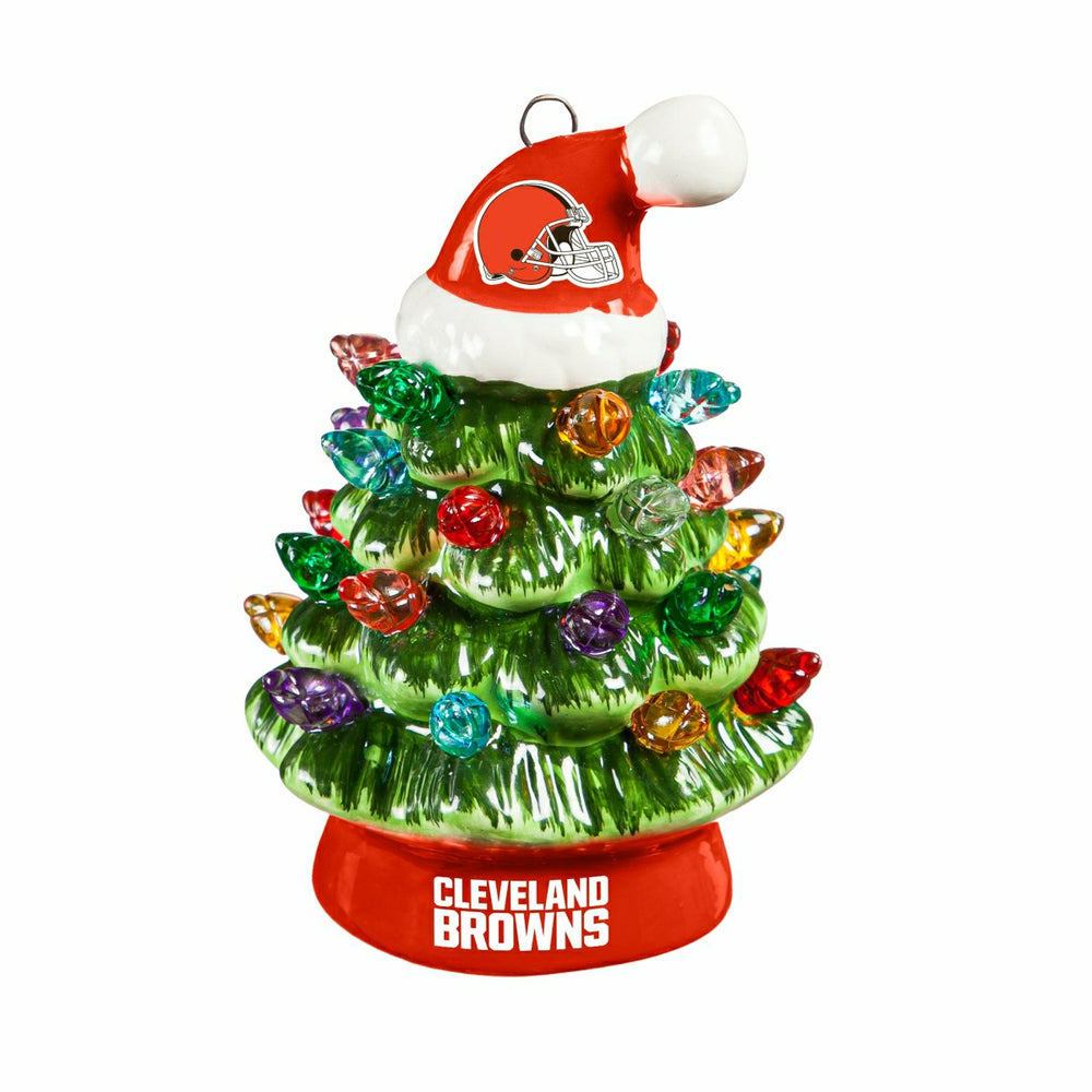 Cleveland Browns 4" Mini LED Tabletop Christmas Tree, Set of 2
