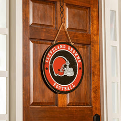 Cleveland Browns Round Door Décor with Hanging Rope, 18x18