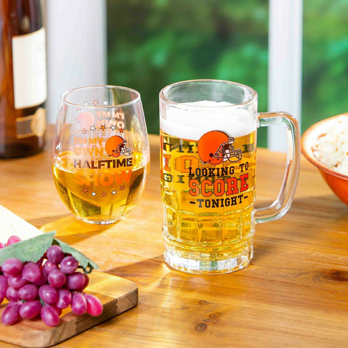 Cleveland Browns, Stemless 17OZ Wine & Beer 16 OZ Gift Set