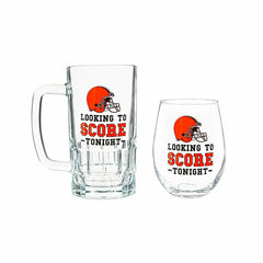 Cleveland Browns, Stemless 17OZ Wine & Beer 16 OZ Gift Set