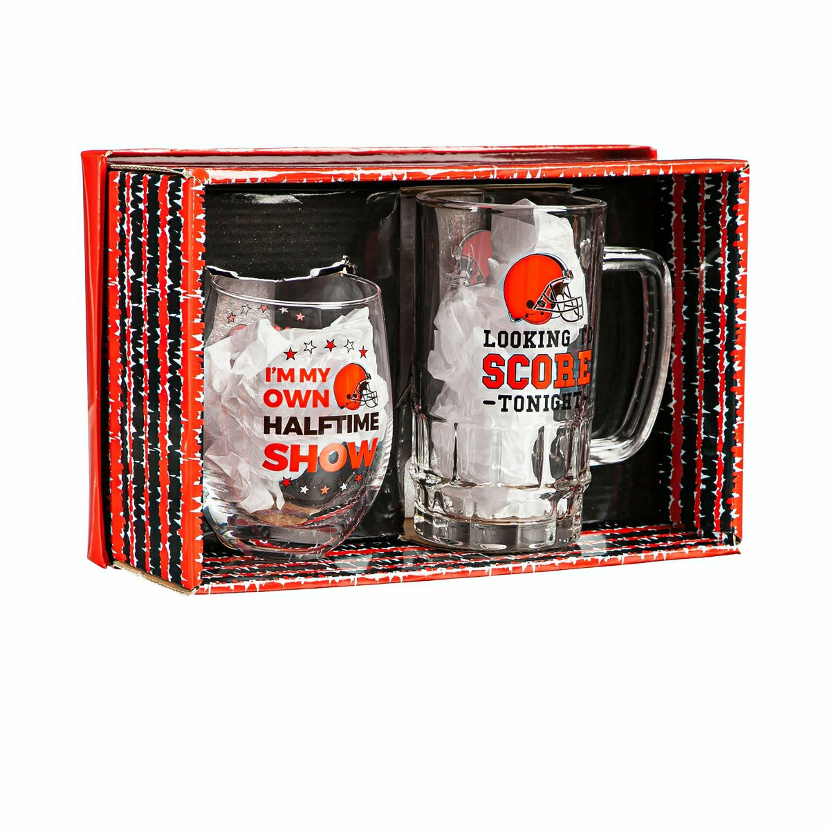 Cleveland Browns, Stemless 17OZ Wine & Beer 16 OZ Gift Set