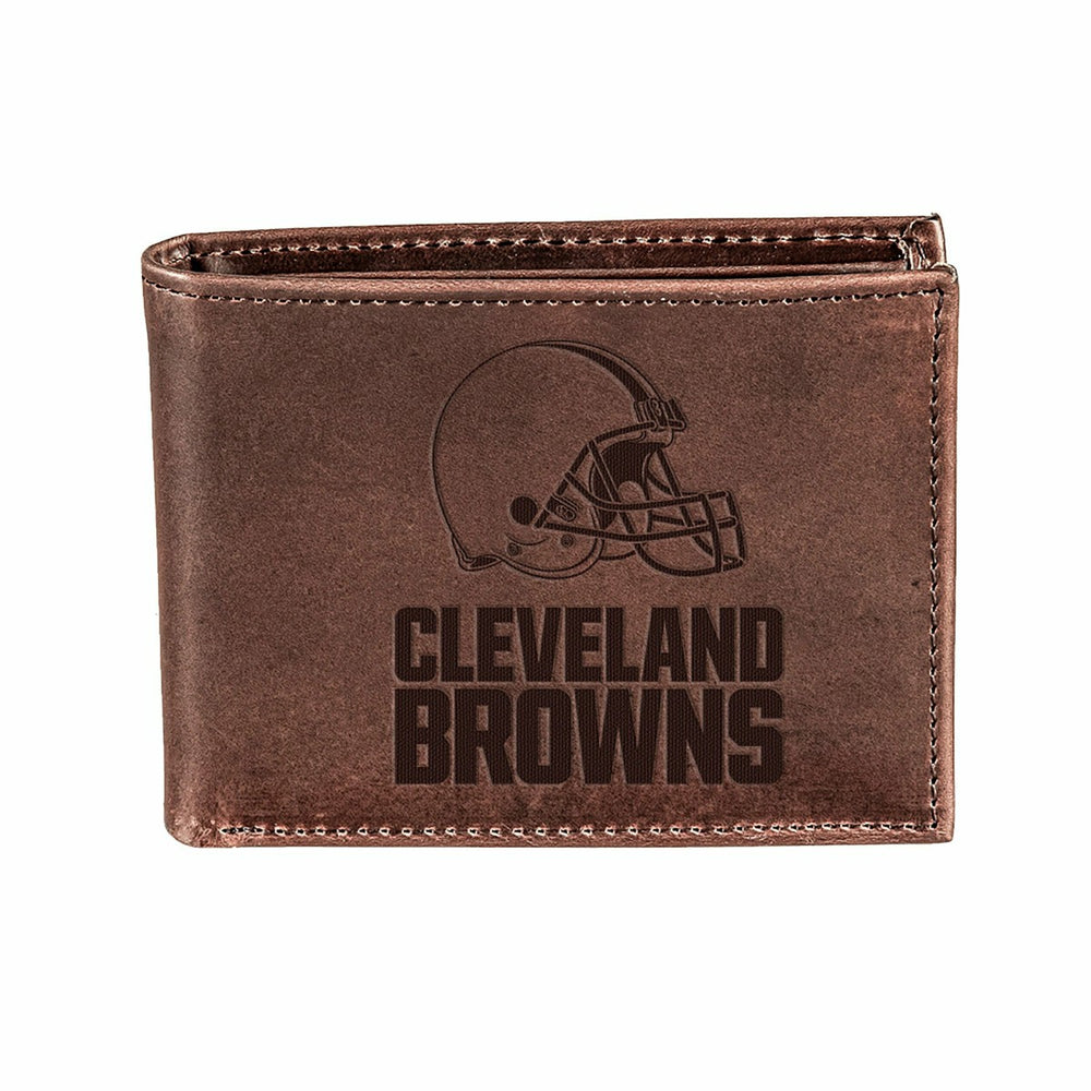 Cleveland Browns, Bi-Fold Wallet, Brown, CH, 100% Genuine Leather