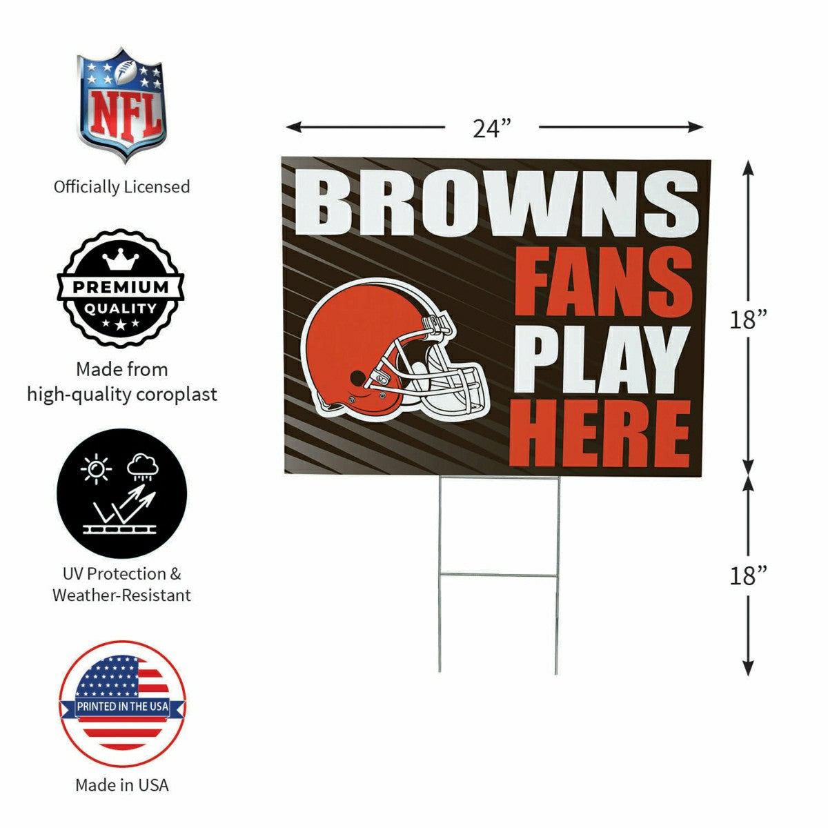 Cleveland Browns Coroplast Yard Sign "Fans Play Here"