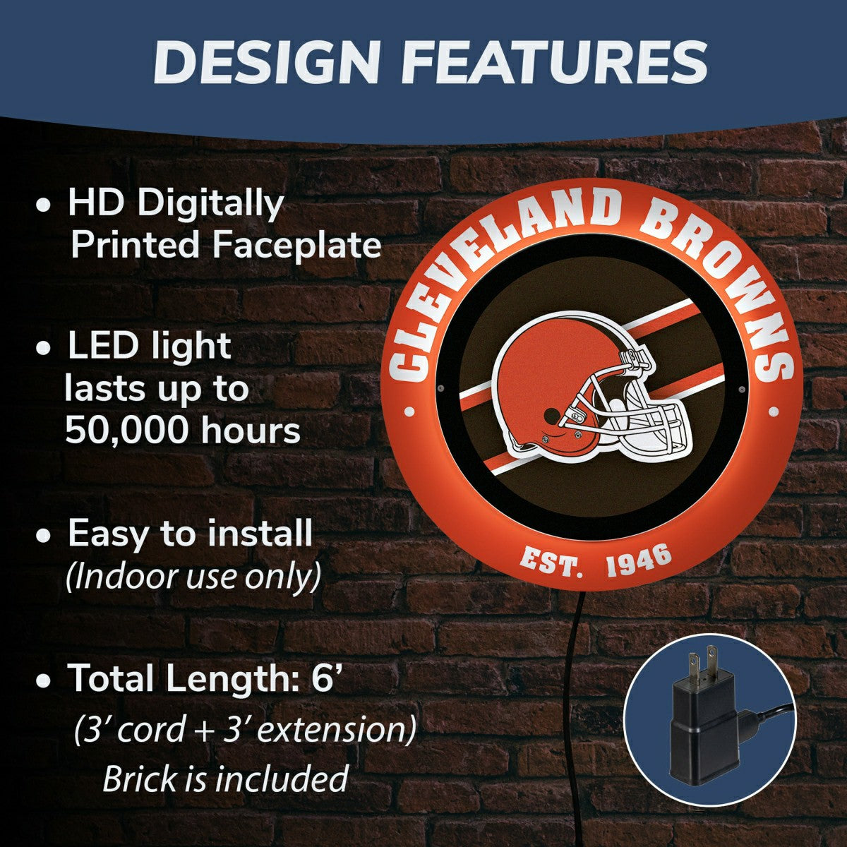 Cleveland Browns, Metal Lite, Round
