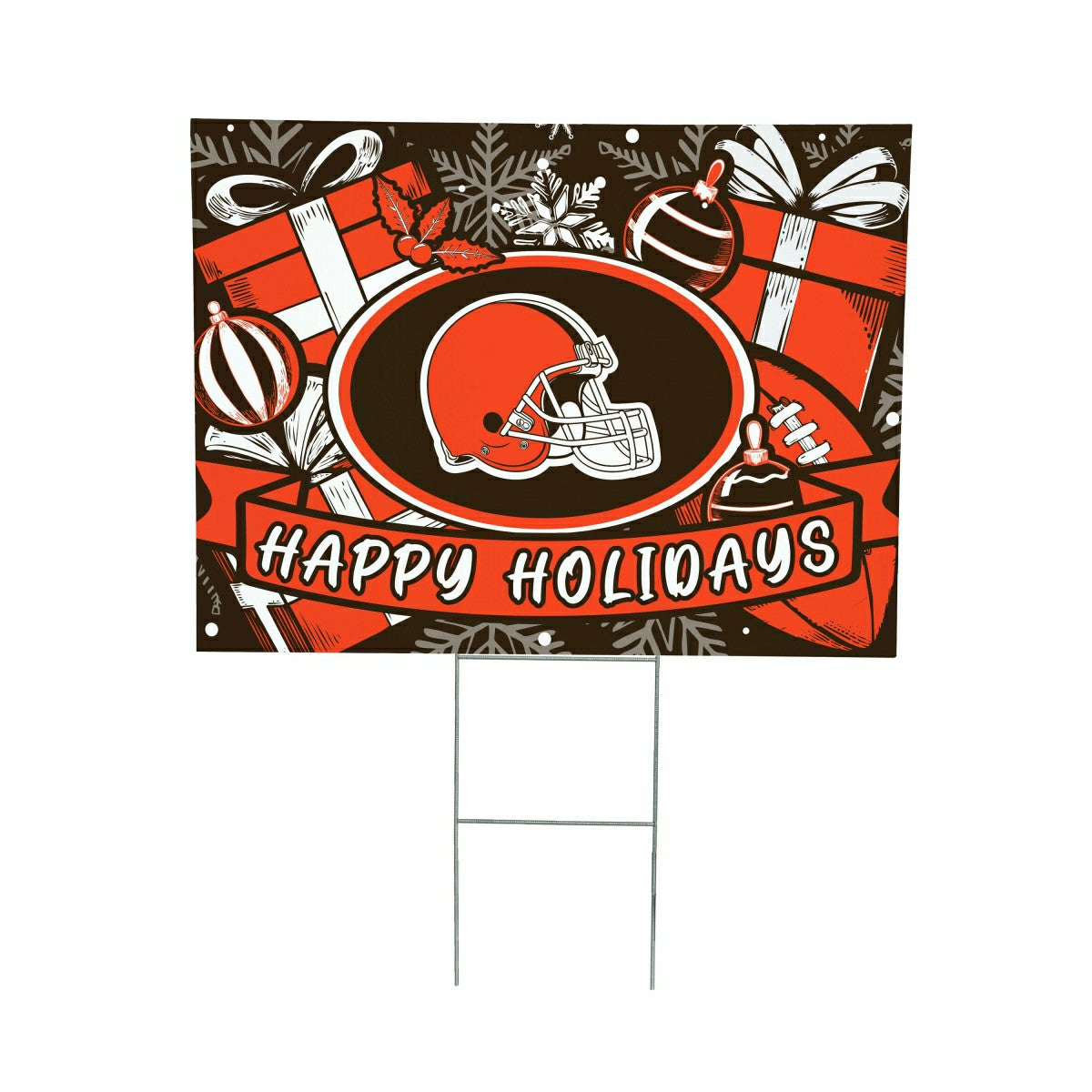 Cleveland Browns Yard Sign, Holiday