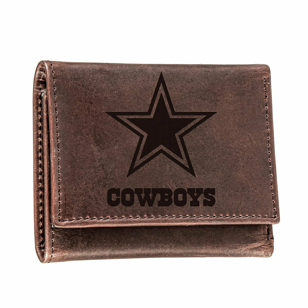 Dallas Cowboys, Tri-Fold Wallet, Brown, CH, 100% Genuine Leather