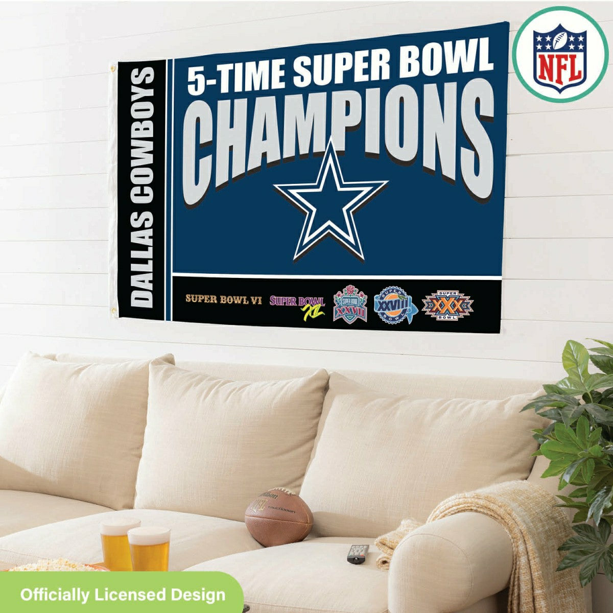 Dallas Cowboys 5X Superbowl Champions Football 3x5 Flag