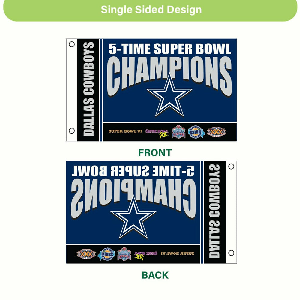 Dallas Cowboys 5X Superbowl Champions Football 3x5 Flag