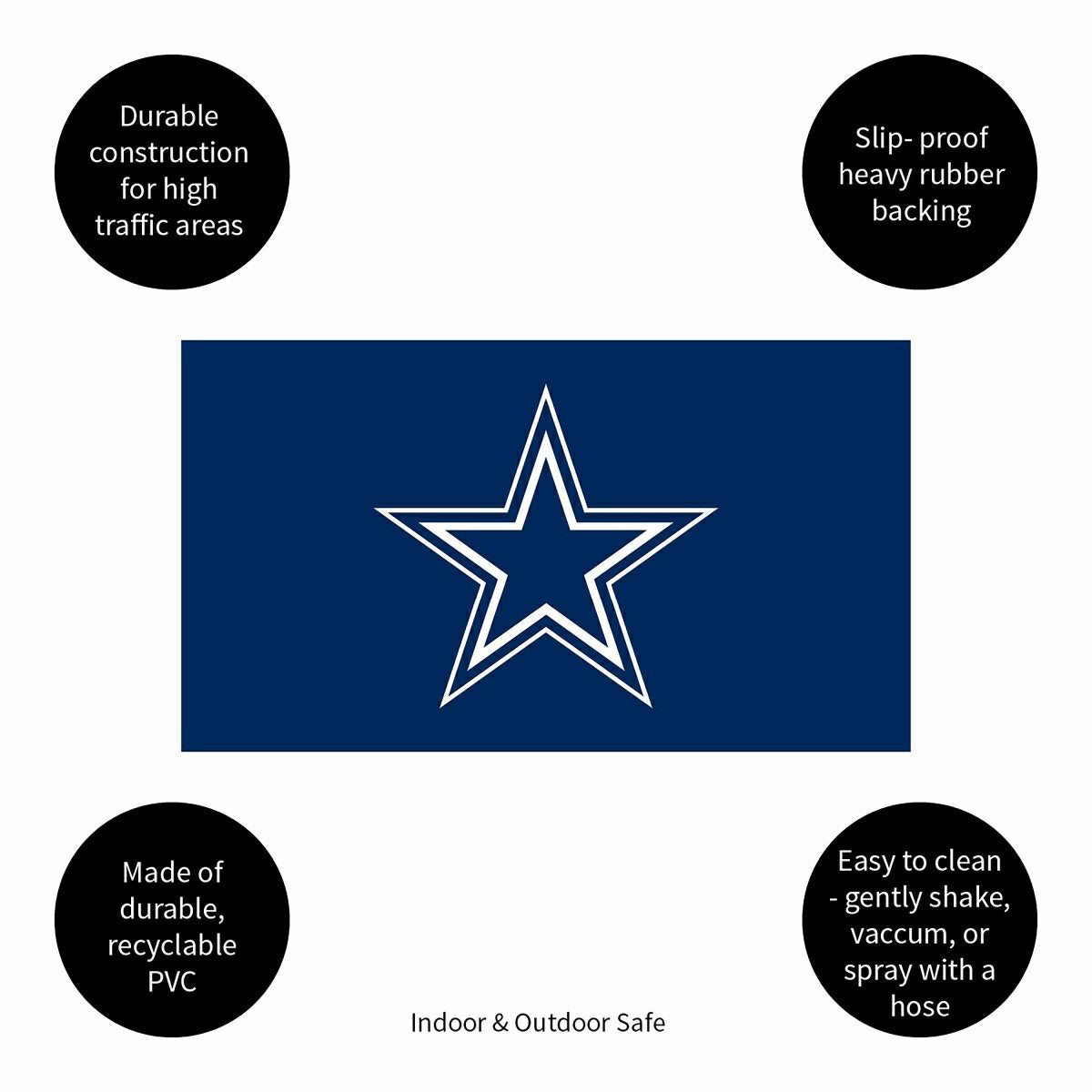 Full Color PVC Mat, 16" x 28", Dallas Cowboys