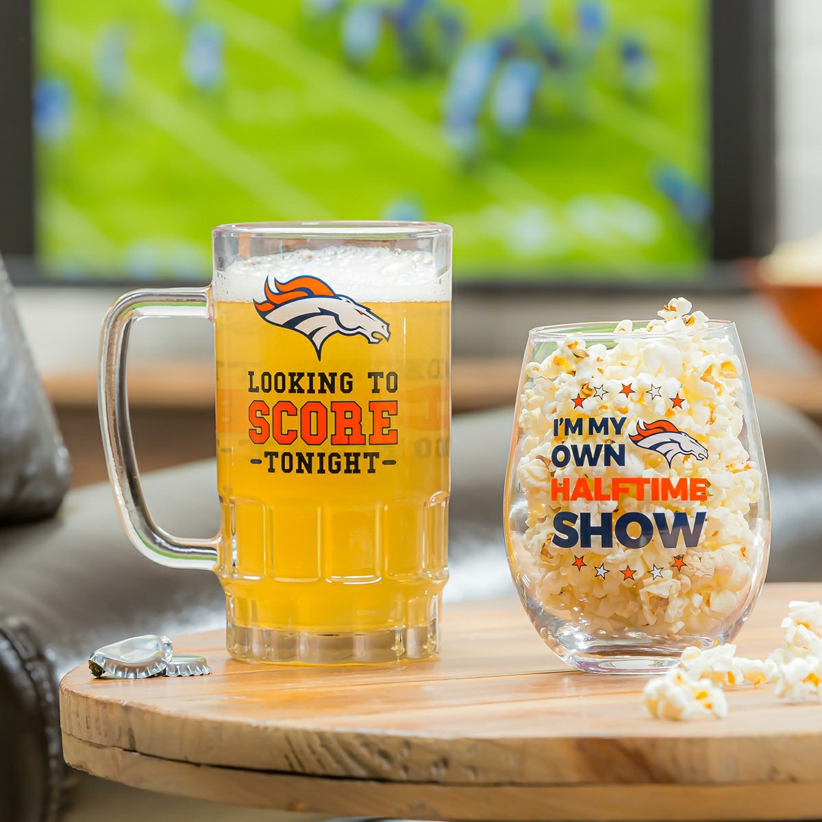 Denver Broncos, Stemless 17OZ Wine & Beer 16 OZ Gift Set
