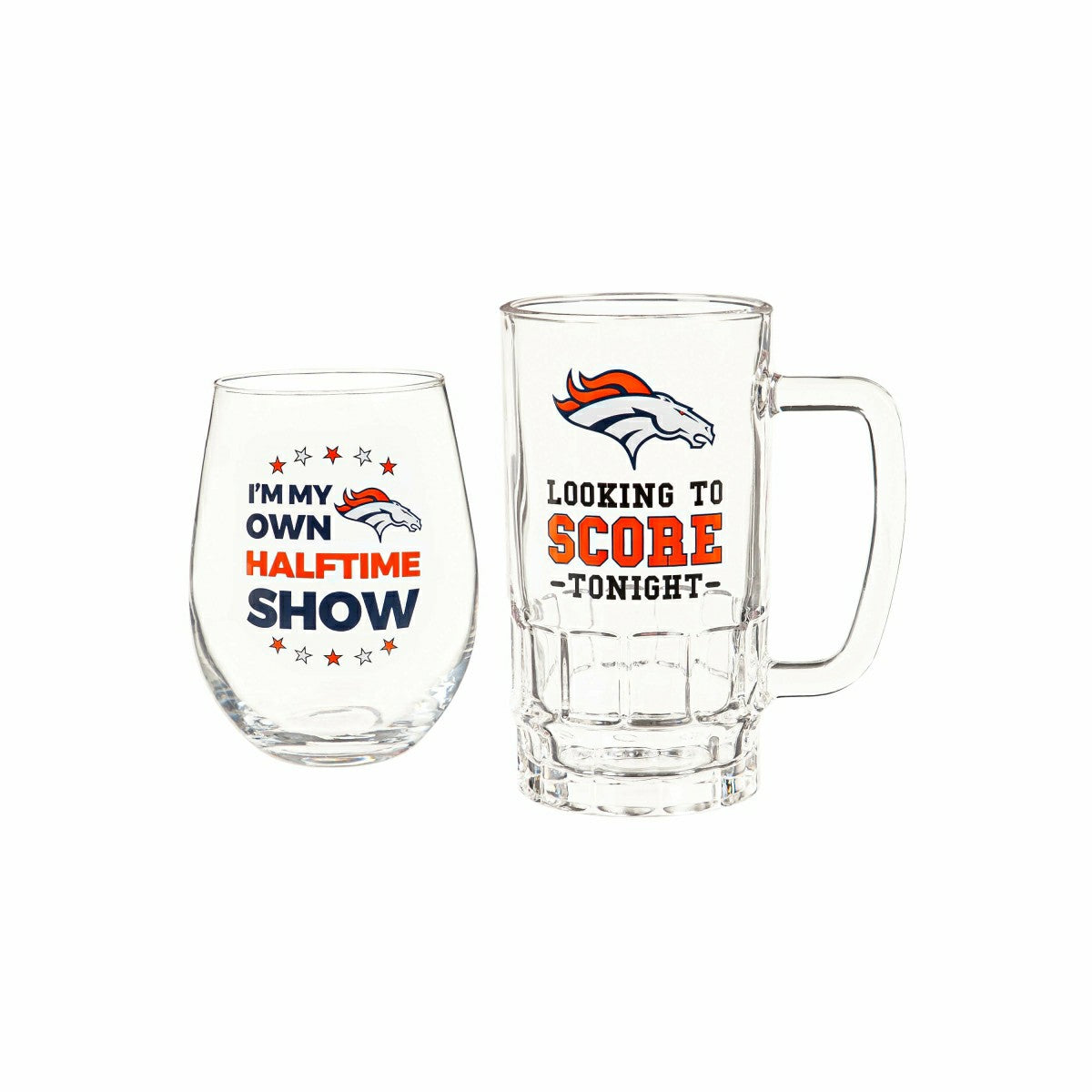 Denver Broncos, Stemless 17OZ Wine & Beer 16 OZ Gift Set