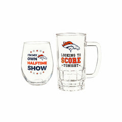 Denver Broncos, Stemless 17OZ Wine & Beer 16 OZ Gift Set
