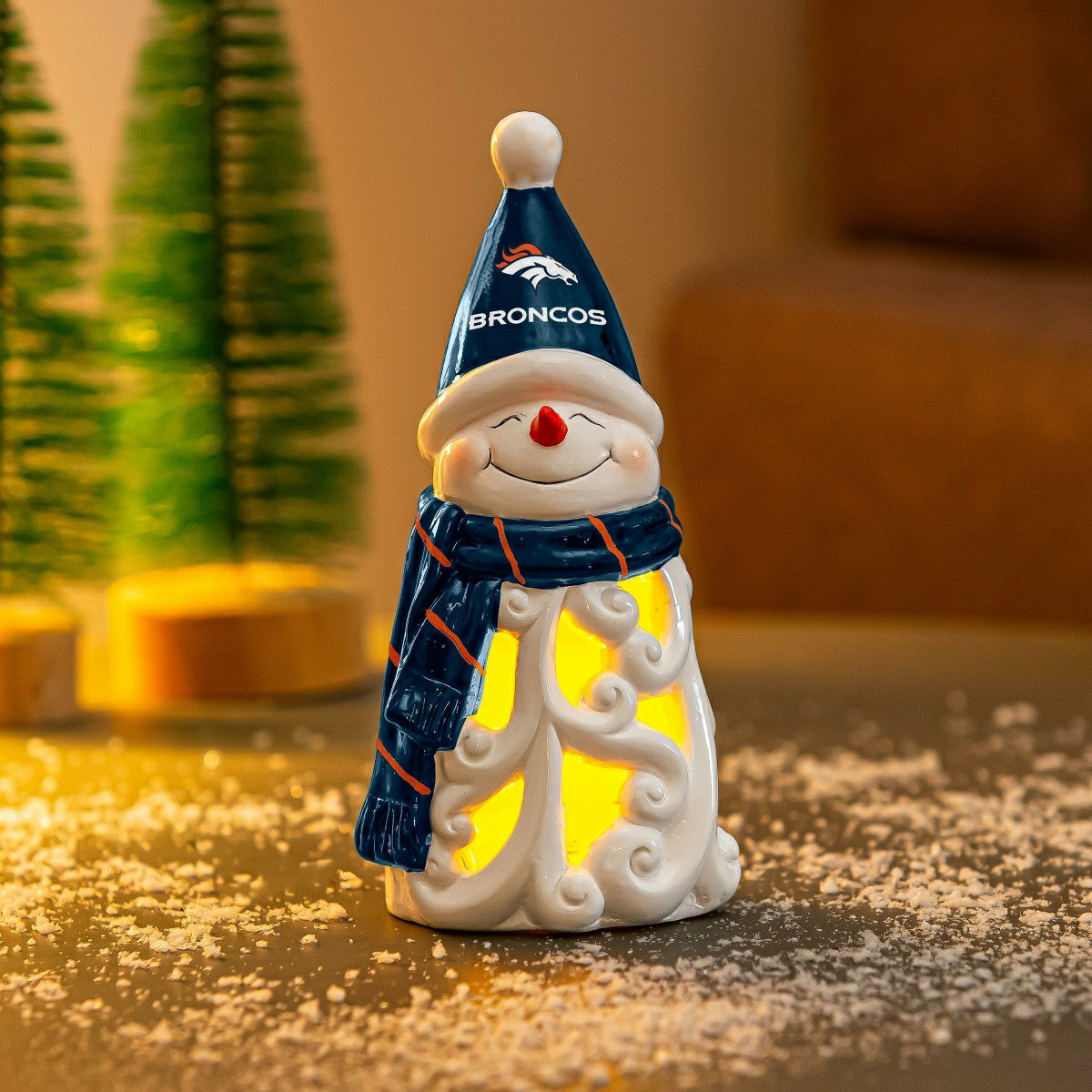 Denver Broncos Snowman LED Statuary, 8"