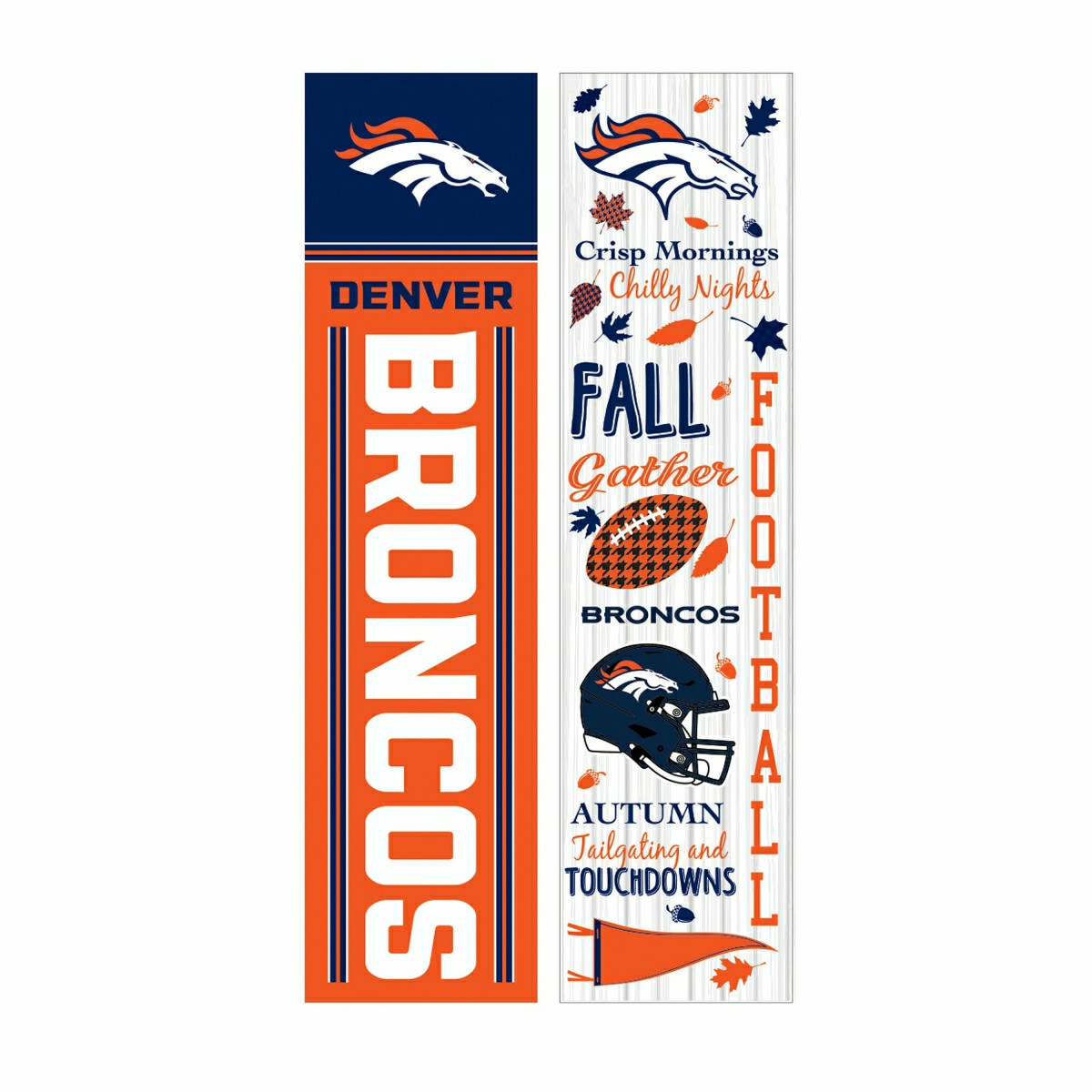Denver Broncos 46" Double Sided Leaner, Fall Seasonal