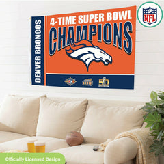 Denver Broncos 3X Superbowl Champions Football 3x5 Flag