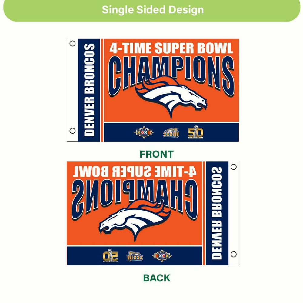 Denver Broncos 3X Superbowl Champions Football 3x5 Flag