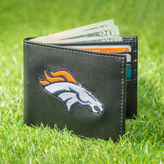 Denver Broncos Black Bi-Fold Embroidered Wallet w/ RFID Blocking